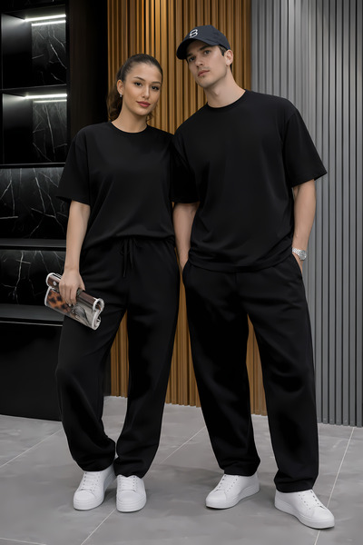 YAKAMEL Special Short Sleeve Oversized High Waist Crew Neck Sweatpants Set fo...