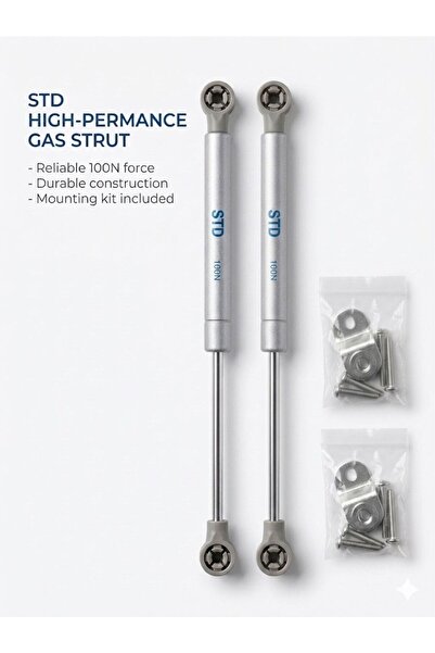 Std 100N Gazlı Piston - Mutfak Dolabı Mobilya Kapak Amortisörü (1’li Paket).