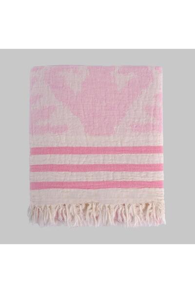 Sarev منشفة شاطئ لاروس 50% قطن 50% كتان باللون الوردي