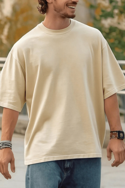 Tarz Cool Tricou pentru bărbați, 100% bumbac organic, cu textura groasă, cu d...