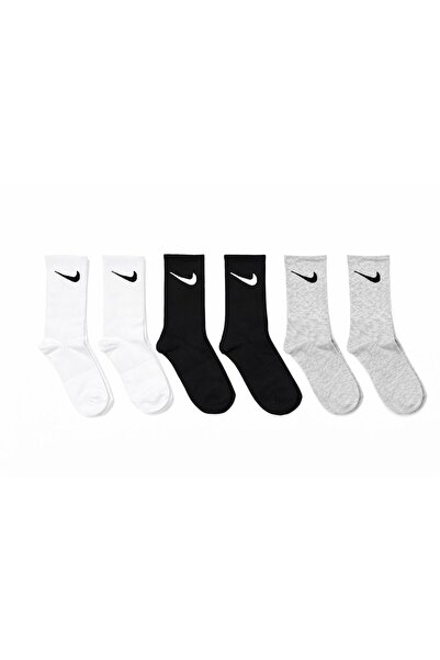 Nike Socks set 6 pairs, gray, white, black, universal size, unisex