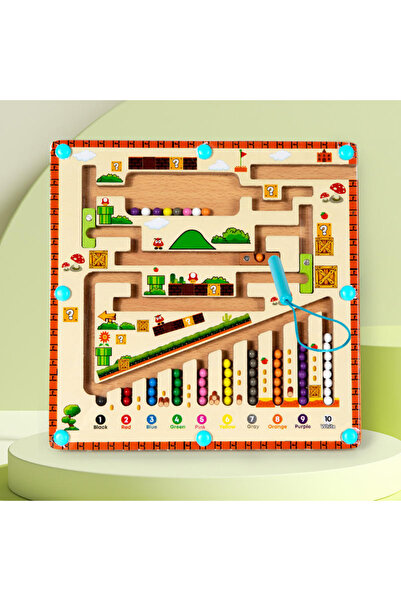 OEM Ξύλινο Εκπαιδευτικό Παιχνίδι – Λαβύρινθος με Χάντρες και Ταξινόμηση Αριθμών
