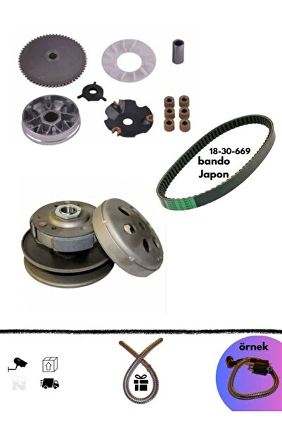 buja Scooter 50-80 CC Ön Arka Varyatör (Debriyaj)+Bando Japon Kayış Seti 18-3...