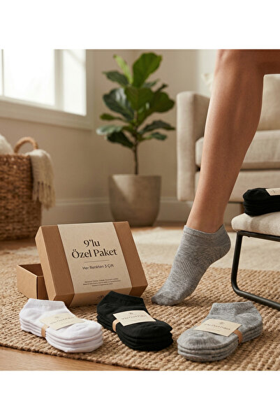 CLEWEAR Unisex Plain Booties Socks Special Pack of 9