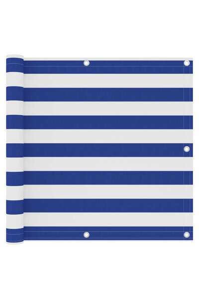 vidaxl Paravan de balcon, alb și albastru, 90x300 cm, țesătură oxford