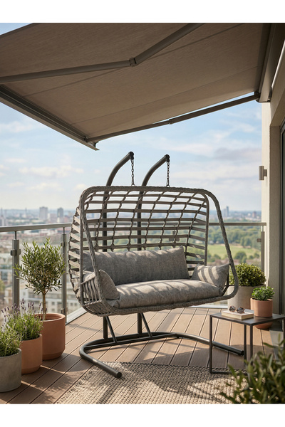 Çavdar Group Balina Makrome Çift Kişilik Salıncak El Örgüsü İpli Bahçe Balkon...