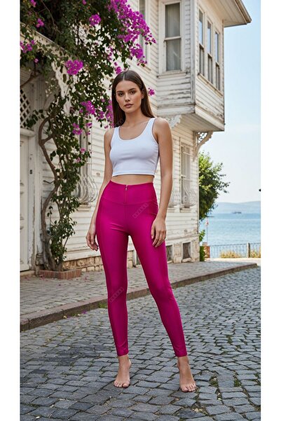 Gönülden Tasarım Colanți de damă cu fermoar, cu aspect lucios