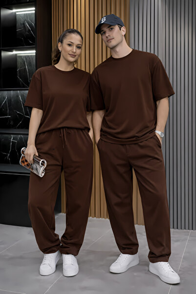 YAKAMEL Special Short Sleeve Oversized High Waist Crew Neck Sweatpants Set fo...