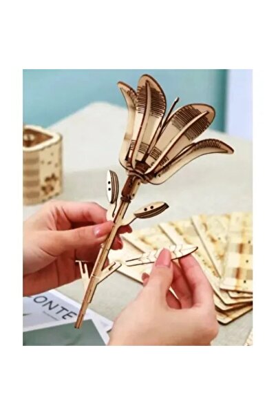 SARALMA 3D wooden puzzle set in the shape of an elegant flower for adults and...