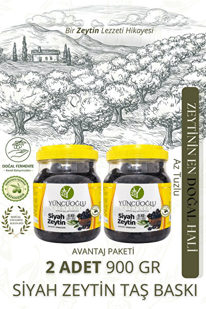 Çiftliği Siyah Zeytin Az Tuzlu - 291-350 Kalibre Doğal Salamura Kahvaltılık Zeytin 900 Gr x 2 Adet