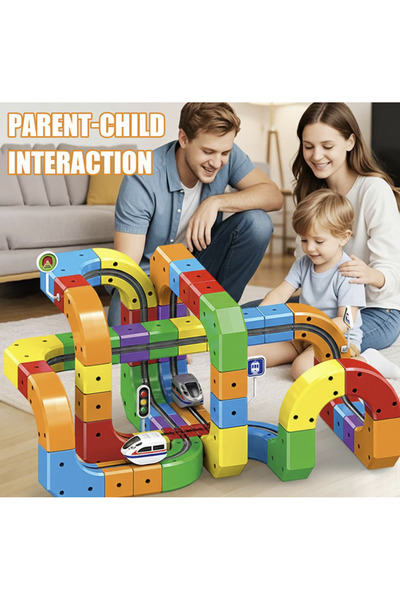 OEM Конструктор за електрически влак за деца, 123 части, 3D модулни релсови к...