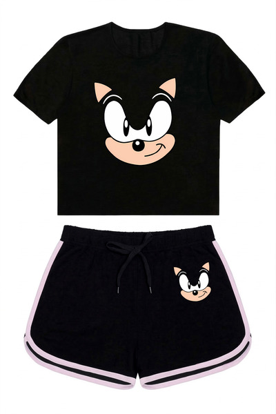 FEEL STYLE طقم صيفي للأطفال مكون من شورت مطبوع عليه سونيك تشيري وتي شيرت قصير
