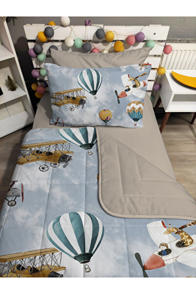 yok yok evim eve dair her şey طقم مفرش سرير مفرد مكون من 4 قطع بنمط بالونات م...