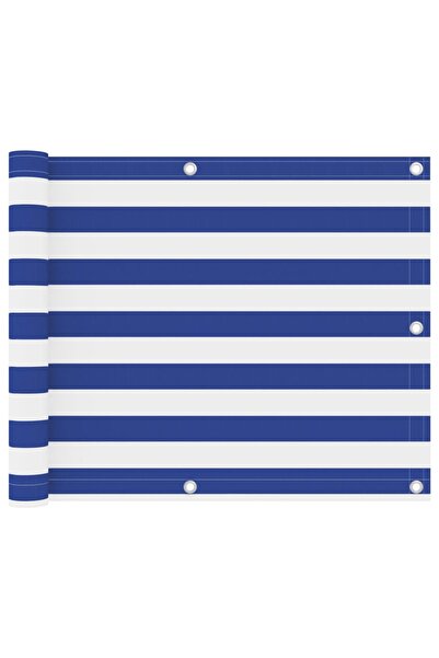 vidaxl Paravan de balcon, alb și albastru, 75 x 300 cm țesătură oxford