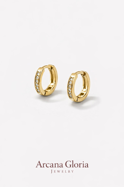 XUPING JEWELRY Çelik Zirkon Detaylı Yarım Sıra Şık Günlük Kadın Küpe