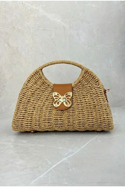 Luminos Butik Pălărie de vară din paie pentru femei Camel geantă de umăr Kele...