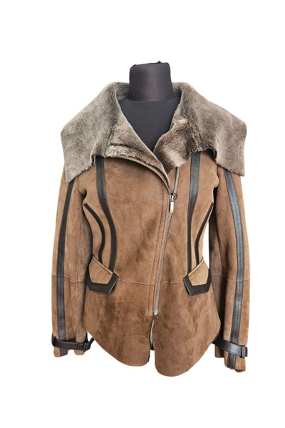 asus deri Tooma - Brown Suede Women's Lamb Fur Jacket