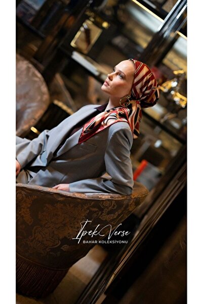 Silk Home Twill Silk Scarf 11505-03 Burgundy, Powder, Black Bohemian Atlas Pa...