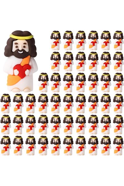 NO BRAND 50 bucăți Statuetă mică a lui Isus cu inimă roșie, Material PVC, Sta...