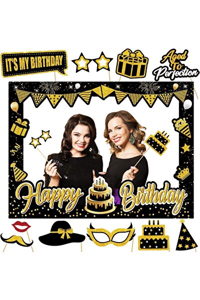 Al Raied آر إس ®   إكسسوارات التصوير و إطار السيلفي باللونين الأسود والذهبي ل...