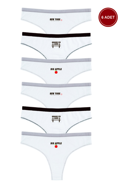 koza iç giyim Γυναικείο σετ 6 τεμαχίων από βαμβακερό λύκρα με λεπτομέρεια ραφ...