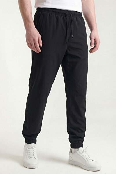 Veleno Men's Black Parachute Fabric Trousers with Elasticated Cuffs, Zipper a...