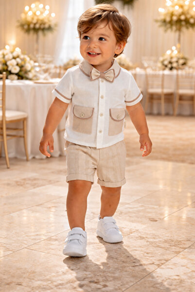 Atlas Baby House 100% Cotton Bow Tie Top and Shorts Summer Baby Boy-Child Set