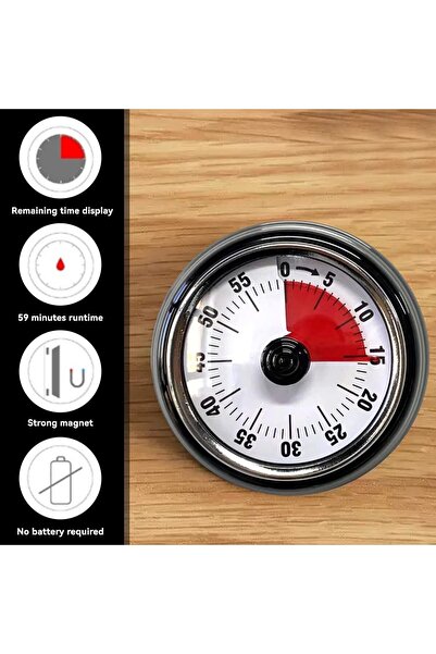 NEVARSA2023 Mekanik Zamanlayıcı Manuel Manyetik Pil Gerekmez Geri Sayım Özell...