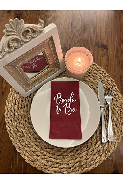 kidspartim Gümüş Yaldızlı Vişne Renkli Bride To Be Peçete 16 Adet
