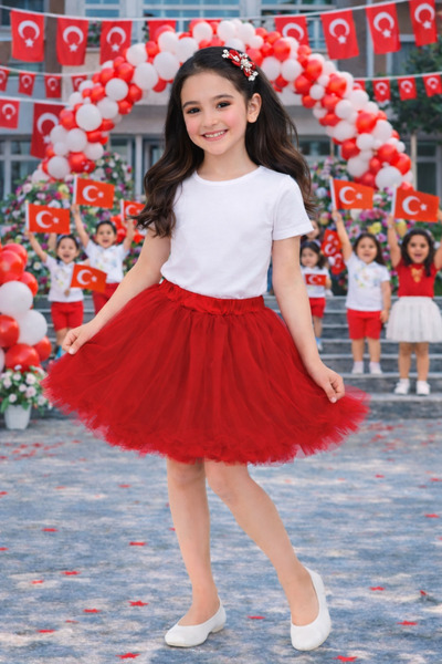 HER ŞEY NOTA www.herseynota.com Girl's Red Tutu Skirt – School Event and Holi...