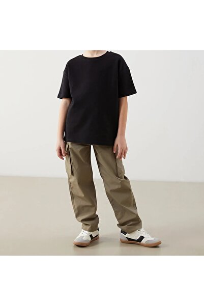 LC Waikiki LCW Kids Black okrugla kragna Osnovni majica za dečake
