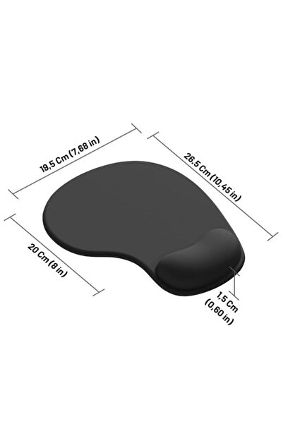 pierrebella Bilek Destekli Mouse Pad Ergonomik Konforlu Kaymaz Mouse Pad Siyah