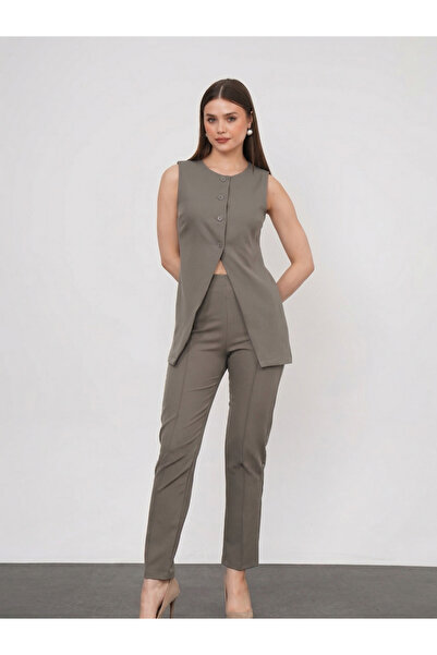 ZEYNEP RANA Women's Atlas Dabıl Fabric Blazer Vest Trousers Set Does Not Show...