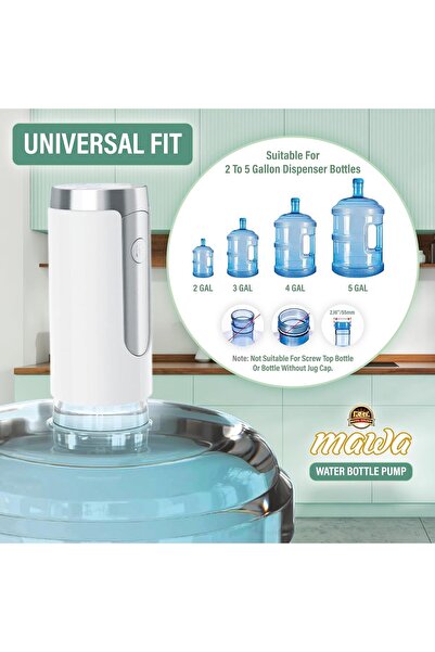MAWA Water Pump Electric with 3 Quantitative Settings | USB Rechargeable 3-5 Gallon Water Dispenser