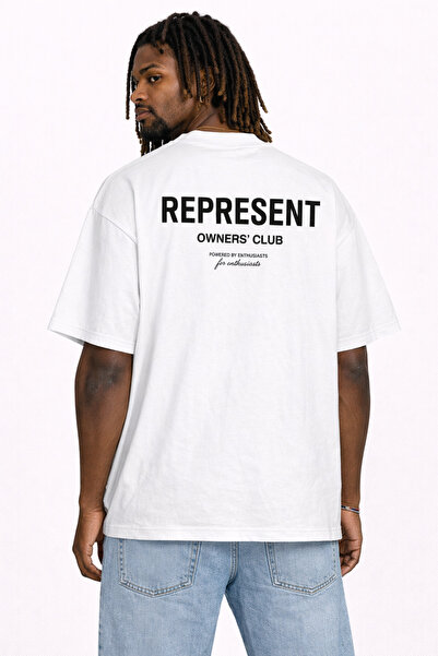 UNİSEX KADIN ERKEK YENİ SEZON REPRESENT SIRT BASKILI OVERSİZE KALIN KUMAŞ RAHAT KESİM PAMUKLU T-SHİRT