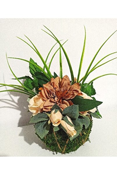 Pasiunea Florilor Coș tip sferă cu licheni cu crizantemă cofee