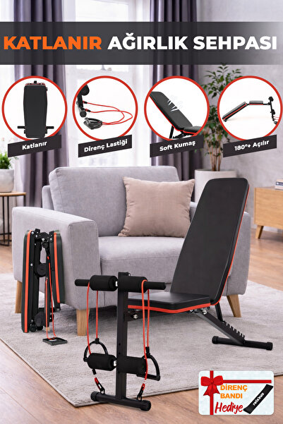 RELAXUS Ev Tipi Çok Fonksiyonlu Dambıl Bench Press ve Mekik Sehpası Antrenman...