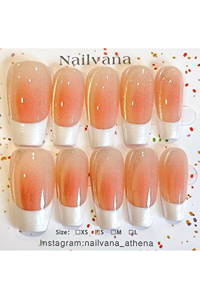 Nailvana Μικρά Χειροποίητα Νυχιών Πρεσαριστά Νύχια σε Απόχρωση Nude με Λάμψη