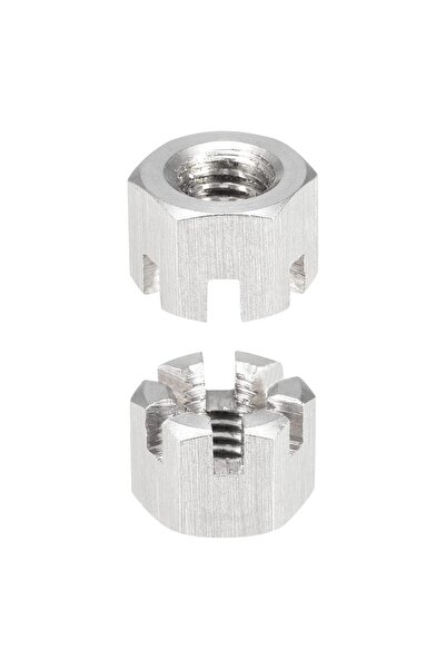 NO BRAND M10x1.5mm Hex Slotted Nuts - 5 Pack - Good for Machinery - 304 Stain...