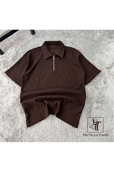 HerTarzınTrendi Μπλουζάκι Unisex με βασικό γιακά πόλο, από ύφασμα ριμπ οθωμαν...