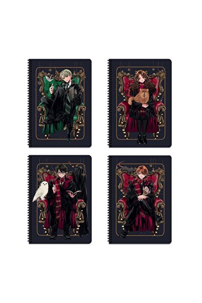Harry Potter A5 Çizgili Karton Kapak Defter - 4'lü Set
