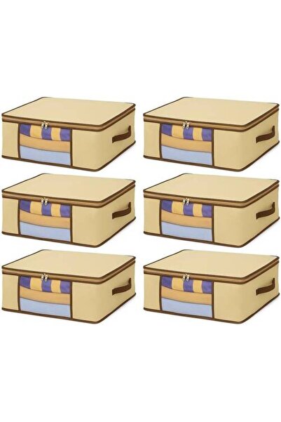 Biki 6 أكياس تخزين كبيرة تحت السرير بسحاب وغطاء شفاف 60×45×30 سم