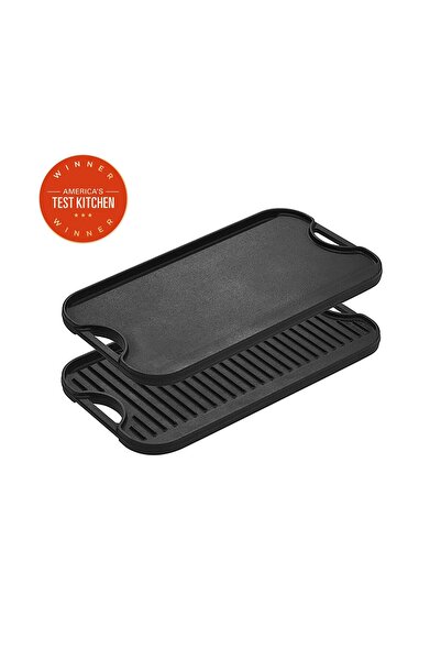 Lodge شواية/صينية شواء قابلة للعكس مقاس 20 × 10.5 بوصة من برو-جريد