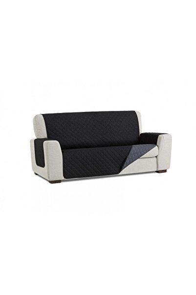 Sofazip Double-sided quilted sofa cover, black-gray color, 3-seater plus (L =...