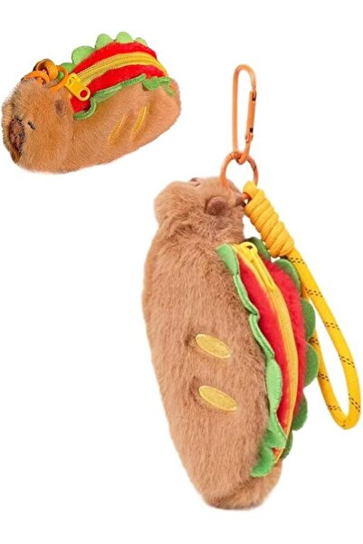 JAHEMU Μπρελόκ-Πορτοφόλι για Κέρματα Καπιμπάρα, σε Σχήμα Χοτ Ντογκ, Βελούδινο...