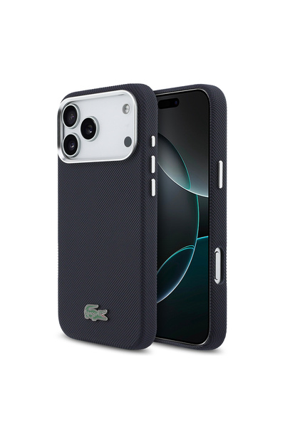 Lacoste iPhone 17 Pro Max Kılıf Lisanslı M-Safe Uyumlu PVC Pike Desen İkonik ...