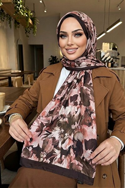 İmajButik Brown Cinnamon İpekhan Patterned Shawl
