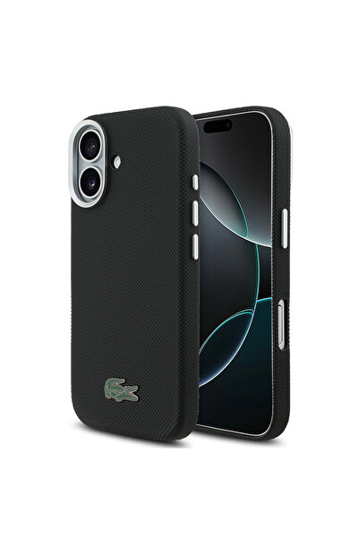 Lacoste iPhone 17 Kılıf Lisanslı M-Safe Uyumlu PVC Pike Desenli İkonik Timsah...