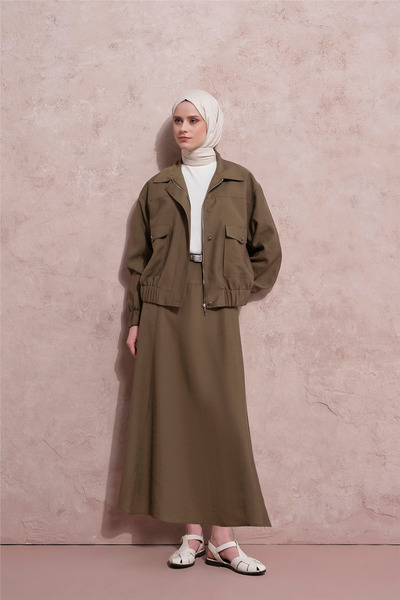 Armine Bomber Ceketli Tensel Takım Haki