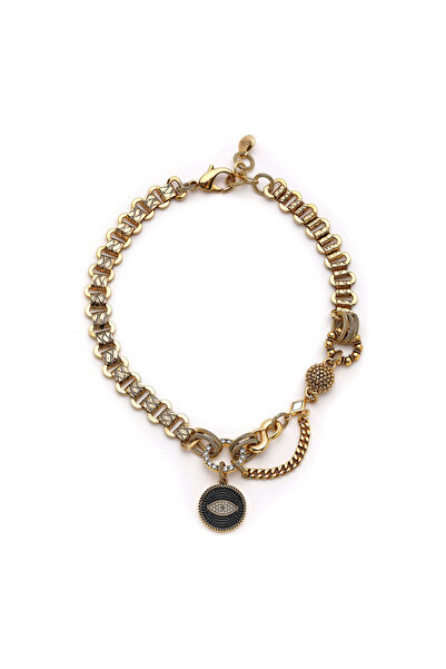 Mon Reve Myra Göz Charm Altın Kaplama Zincir Kolye